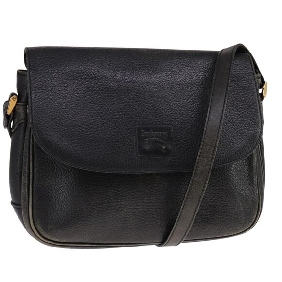 Burberrys Shoulder Bag Leather Black Auth ac3508 - Picture 1 of 16